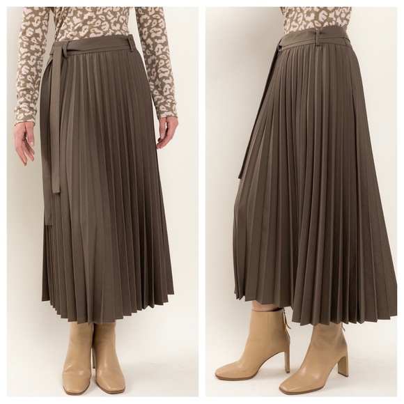 06 Chic Front Tie Pleated Long Skirt - Picture 4 of 5